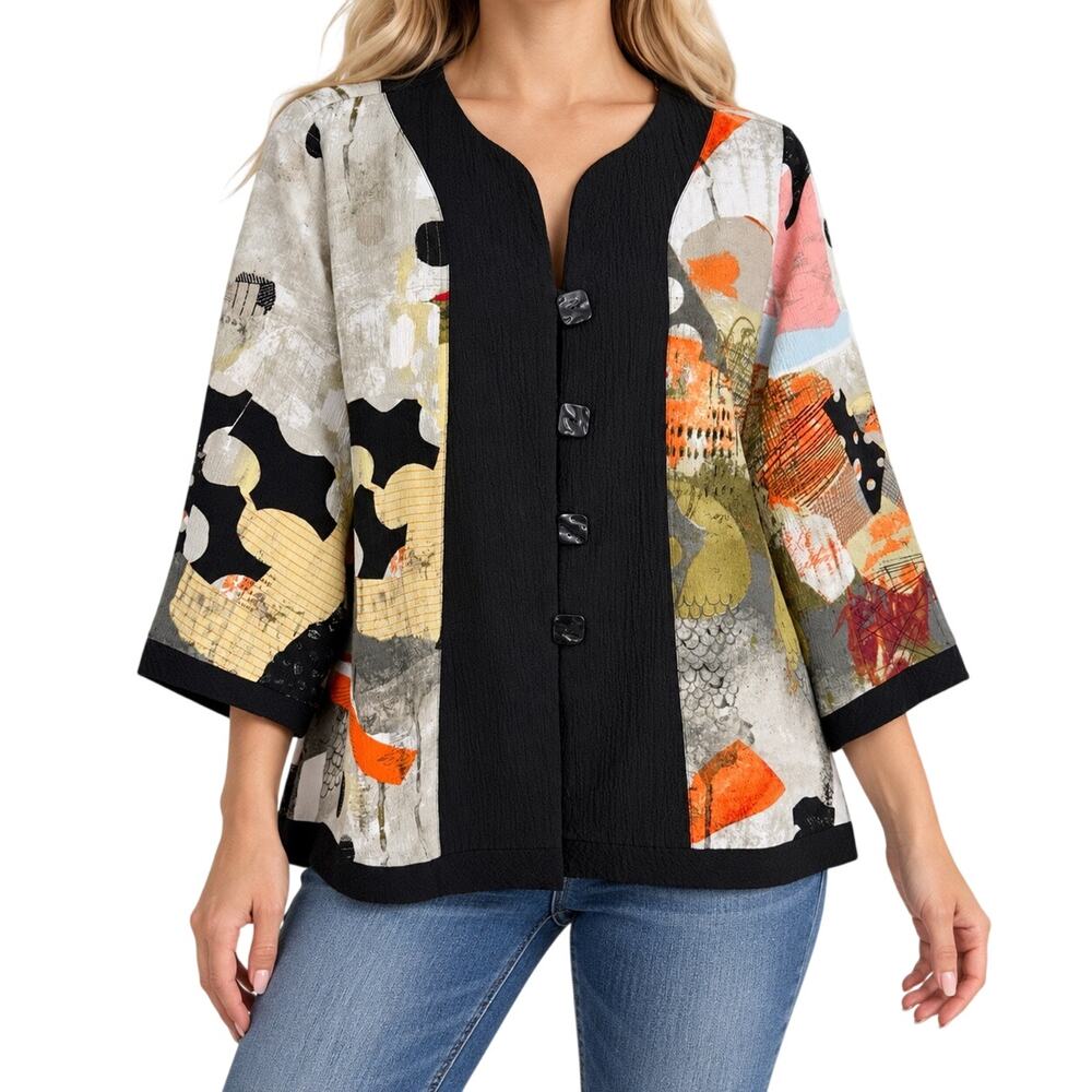 Moonlight by Y&S Sz Large Wearable Art to Wear Blouse Shirt Top Unique Orange